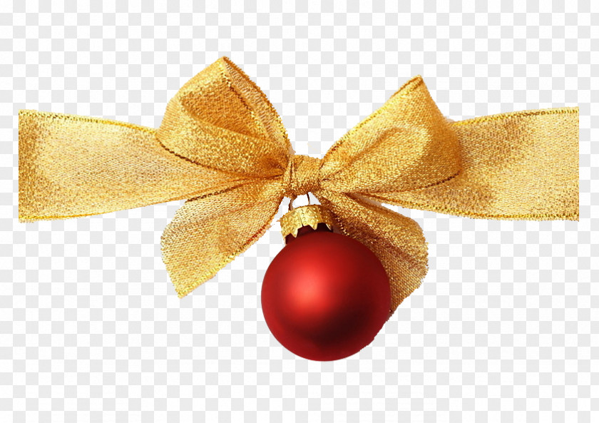 Christmas Bells Ribbon Gold Ornament PNG