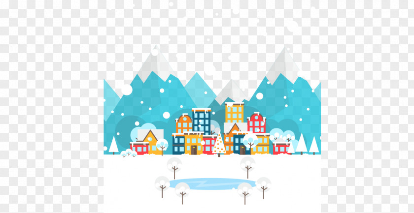 Snow Town Graphic Design Wallpaper PNG