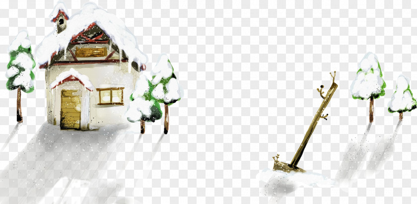 Hand-painted Cartoon Winter Cabin 4K Resolution High-definition Television Landscape Painting Wallpaper PNG