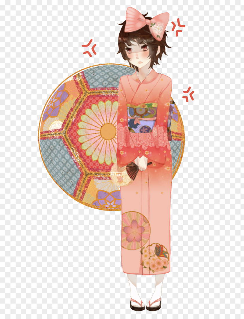 Tanabata Kimono Geisha Peach PNG