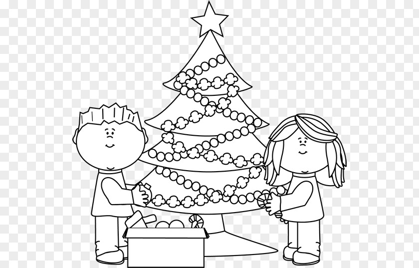 Cartoon Tree Decoration Christmas Coloring Book Human Behavior Line Art Vertebrate PNG