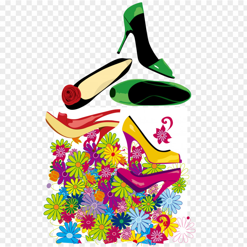 Beautiful And Stylish Women High Heels Vector Material Slipper High-heeled Footwear Illustration PNG