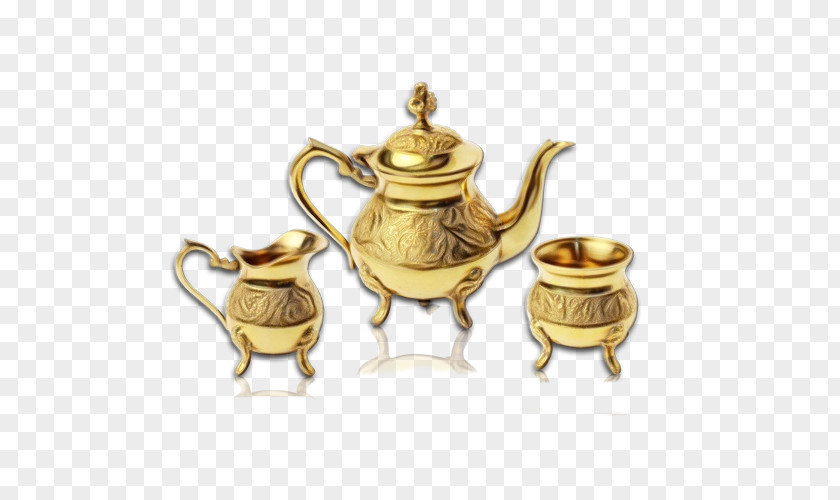Porcelain Lid Teapot Tableware Kettle Tea Set Brass PNG
