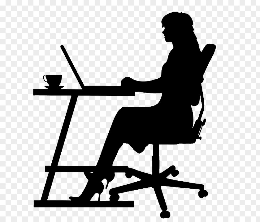 Silhouette Typing Computer PNG