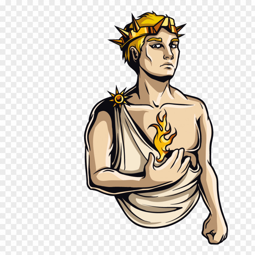 Man With Flame In The Palm Of Your Hand Greek Mythology Heracles Illustration PNG