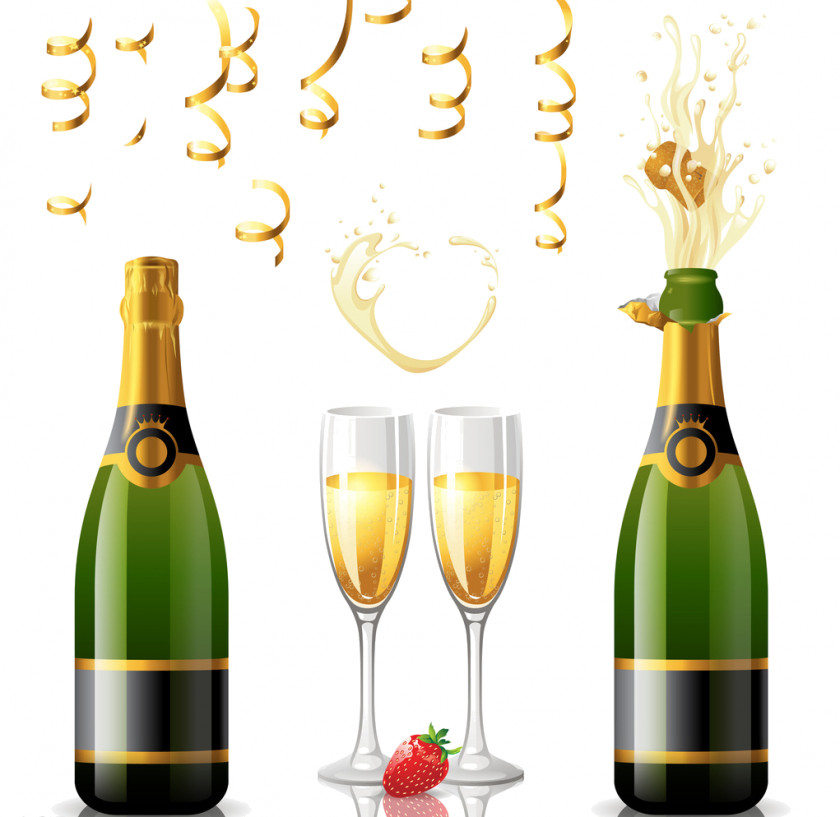 Champagne Glass Sparkling Wine Bottle PNG