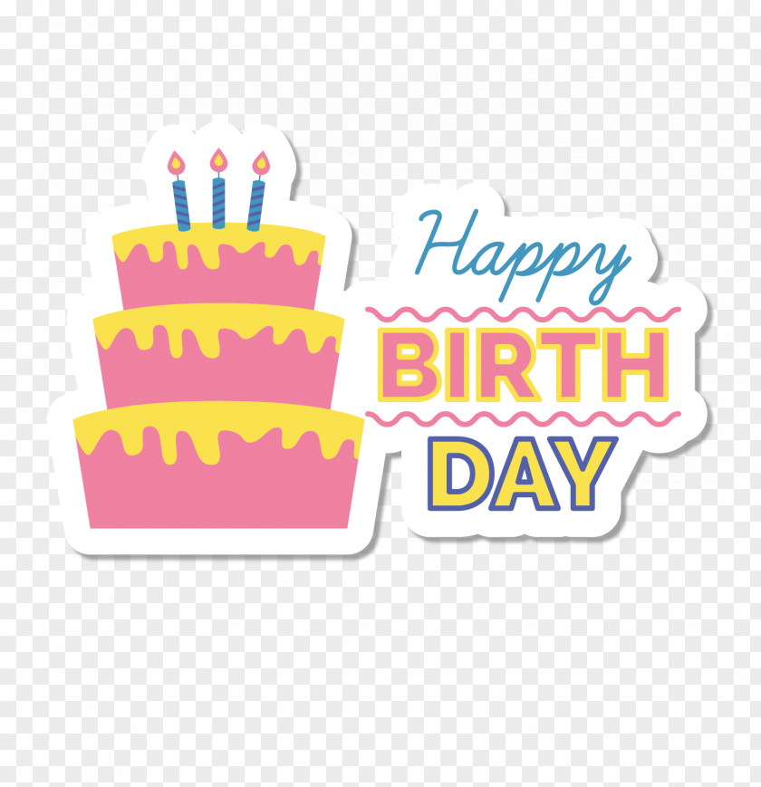 Color White Happy Birthday Vector Material WordArt Paper Cake To You Sticker PNG