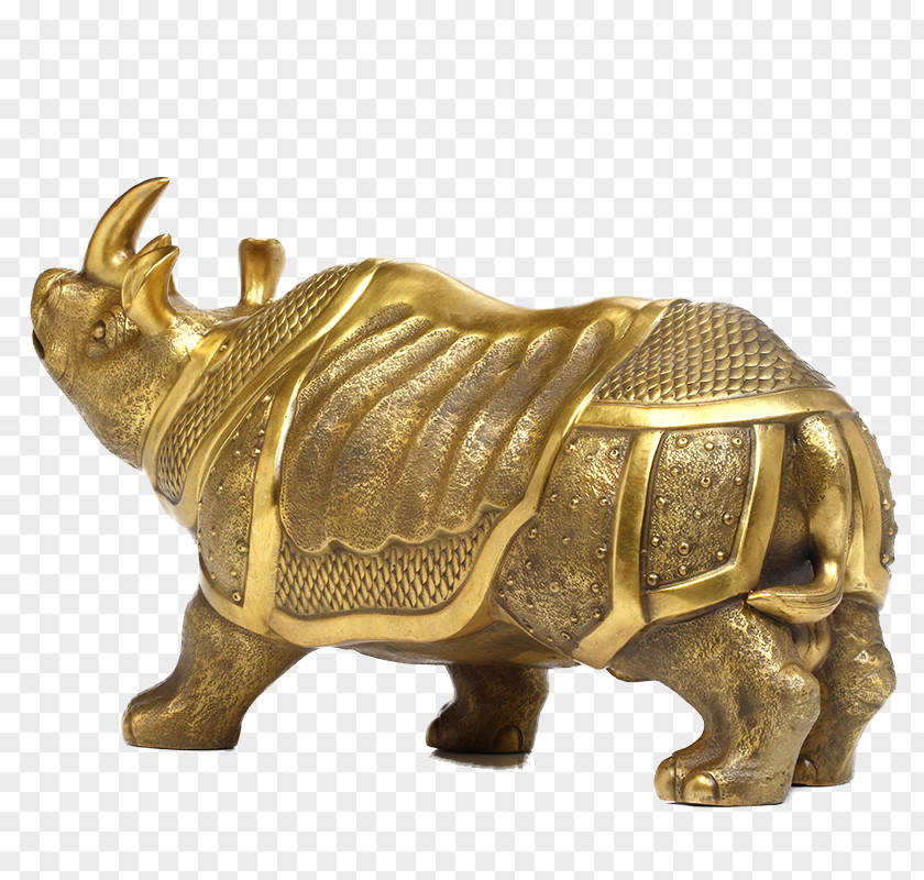 Rhino Side Decoration Rhinoceros Copper Bronze PNG