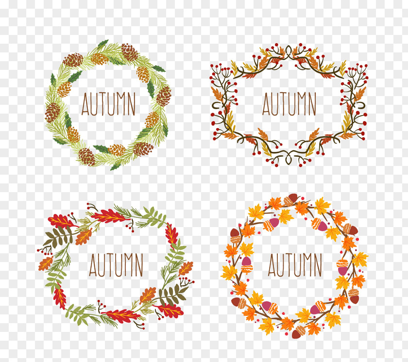Watercolor Flowers And Garlands Vector Material PNG