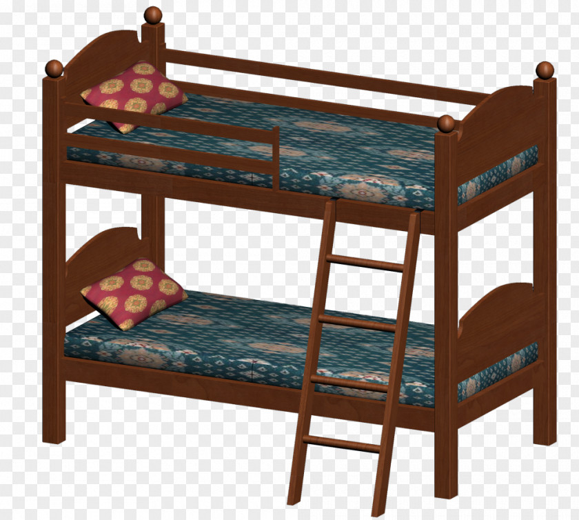 Kids Bed Bunk Frame Furniture Axonometry PNG