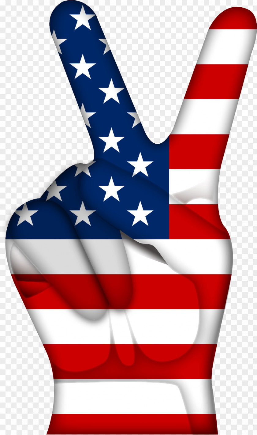 Vector American Flag Gesture V Sign Computer File PNG