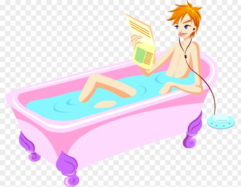 Vector Hand-drawn Bath Bathing PNG