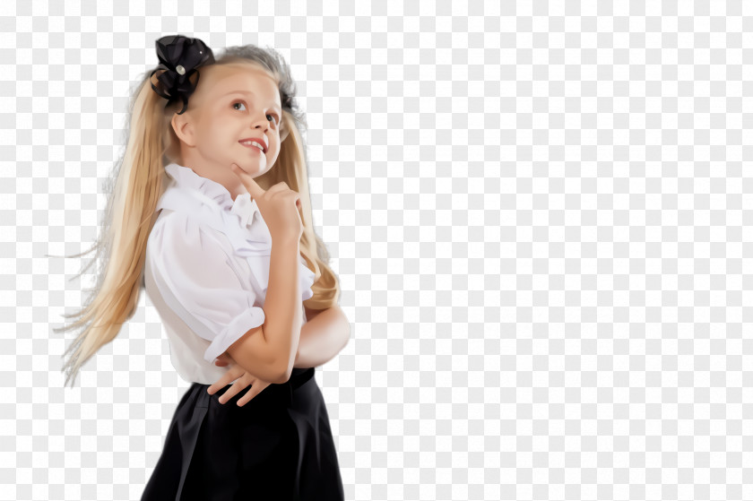 Ear Child White Arm Gesture Long Hair Model PNG