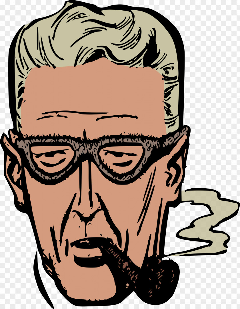 OLD MAN Cigarette Smoking Man Face Clip Art PNG
