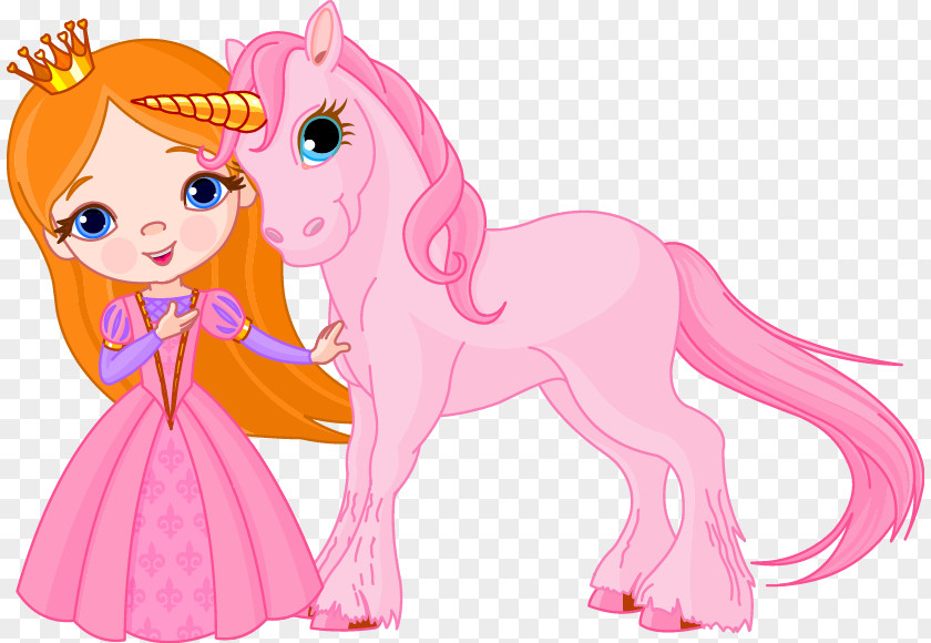 Pink Princess And The Unicorn Fashion Illustration Stock Photography PNG