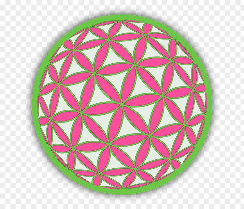 Green Cactus Bloom Mandala Geometry Overlapping Circles Grid Tessellation Sticker PNG