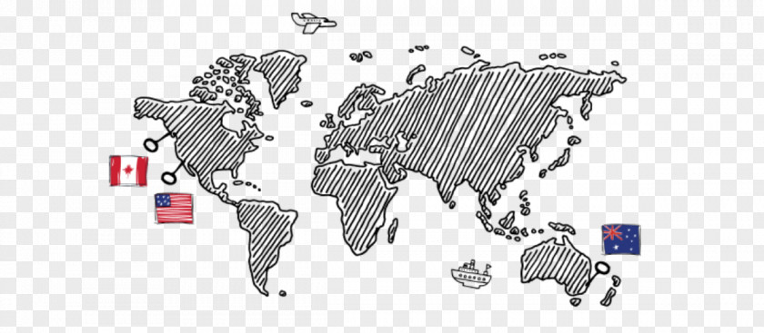 World Map Drawing PNG