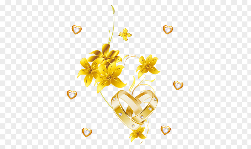 Yellow Jewelry Gold Floral Design PNG
