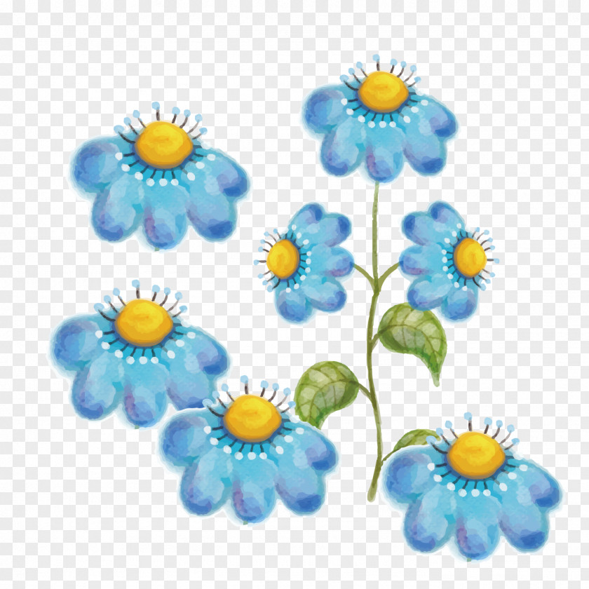 Blue Star Flower Vector Cartoon Material Download PNG