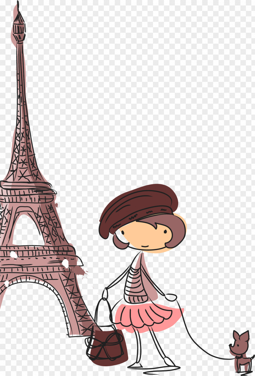 Character Eiffel Tower Drawing Cartoon Illustration PNG
