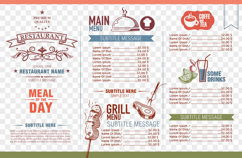 Color Menu Design Of Restaurant Cafe PNG