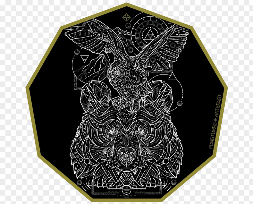 Owl Great Horned Sacred Geometry Art PNG