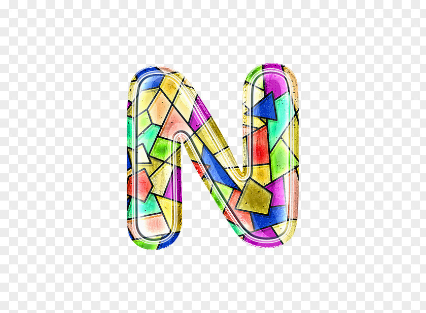 Stained Glass Letter N Window PNG