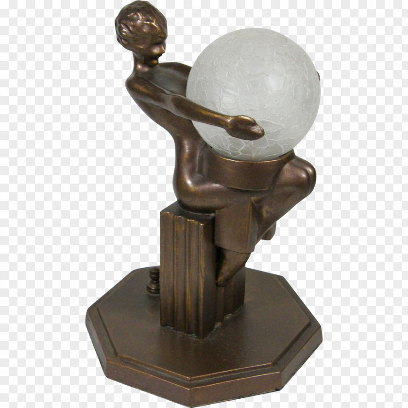 Lamp Top View Art Deco Nouveau Bronze Sculpture PNG