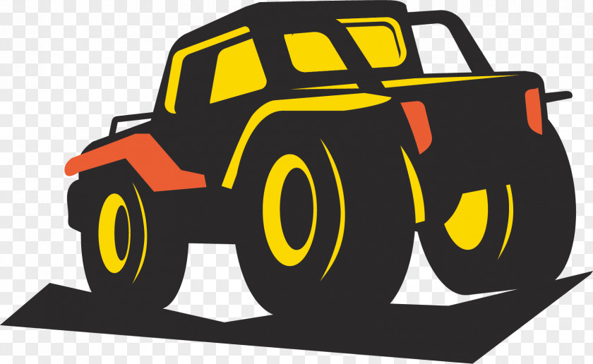 Cartoon Big Tire Car Jeep Logo PNG