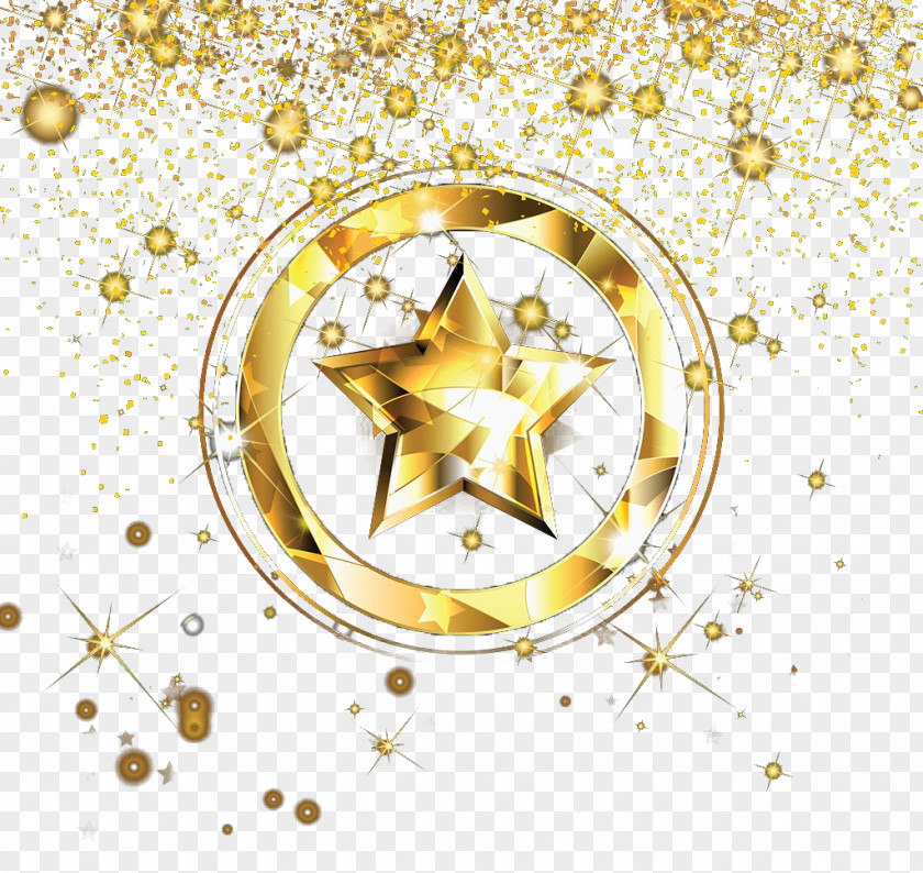 Golden Luminous Ring Five-pointed Star Yellow Pattern PNG