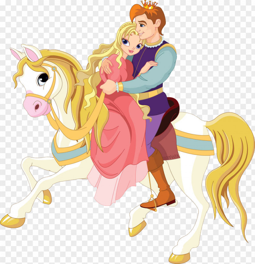 Prince And Princess Riding On The Horse Royalty-free Clip Art PNG