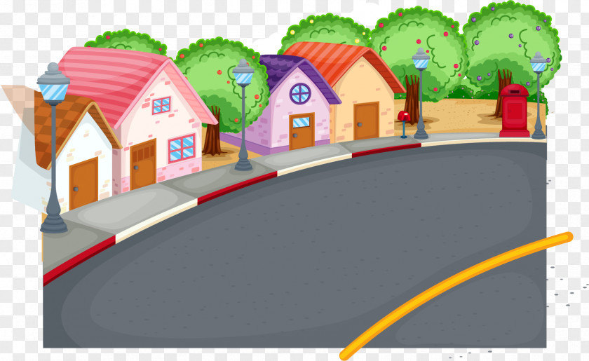 Vector Painted The Town Streets Child Cartoon Illustration PNG