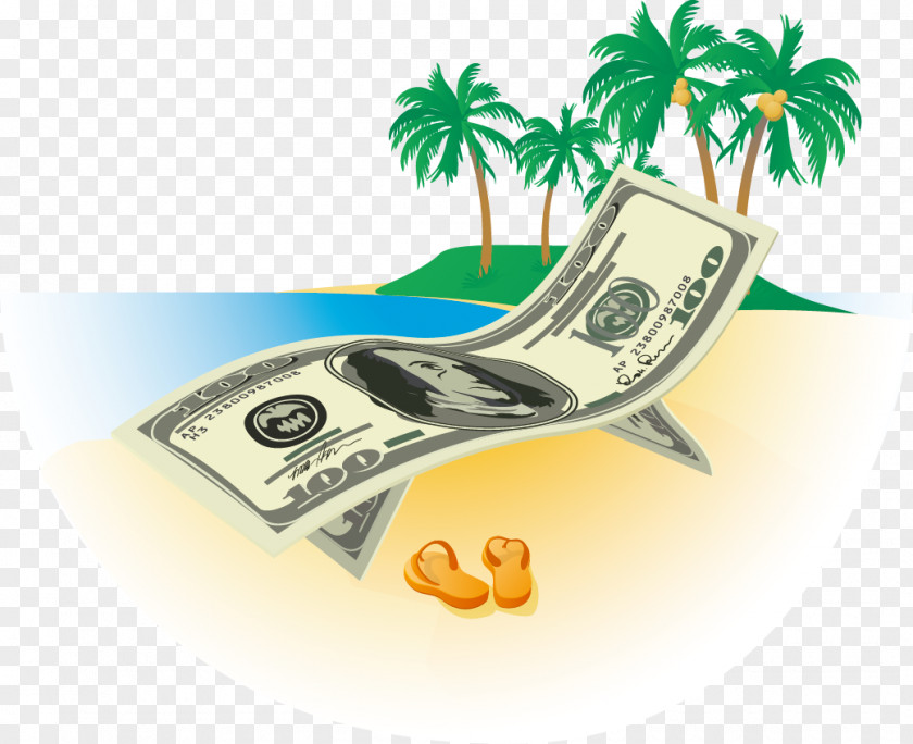 Dollar And The Seaside Vector Material Clip Art PNG