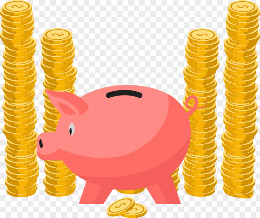 Pink Piggy Bank Saving PNG