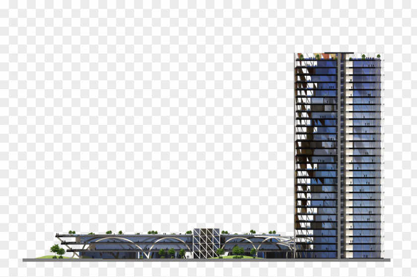Building High-rise Commercial Mixed-use Facade Urban Design PNG