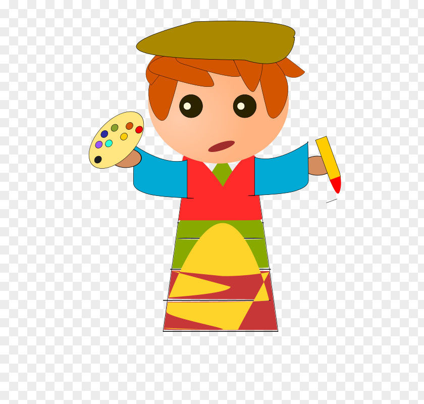 Painting Cartoon Green Hat Child Painter Illustration PNG