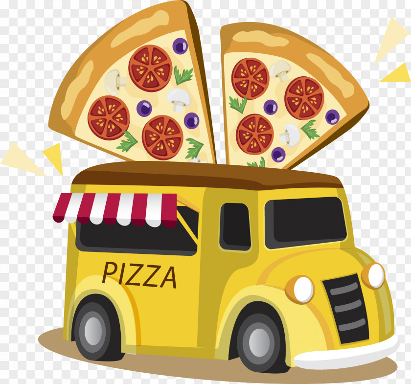 Yellow Pizza Dining Car Take-out PNG