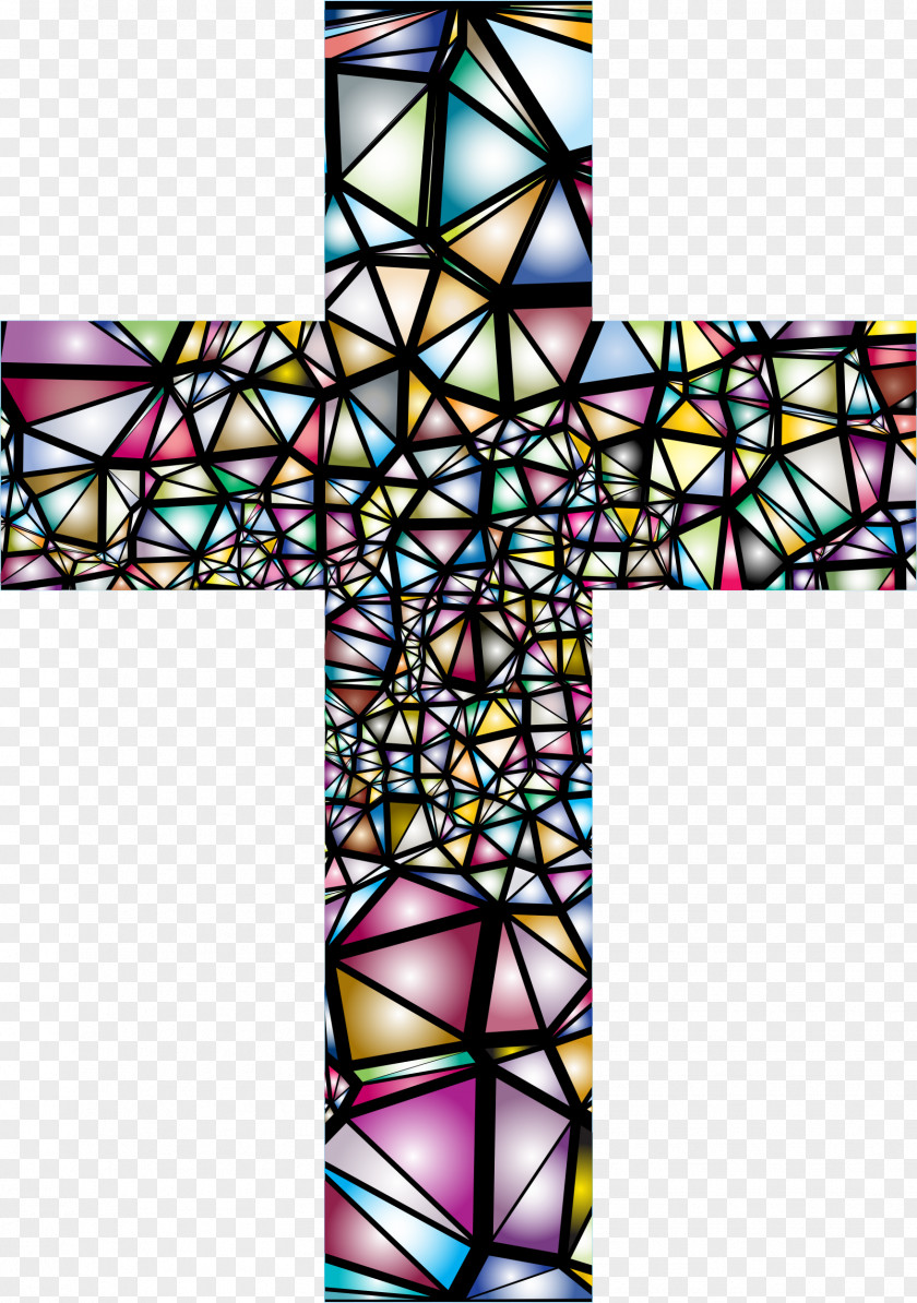 Christian Cross Window Stained Glass Clip Art PNG