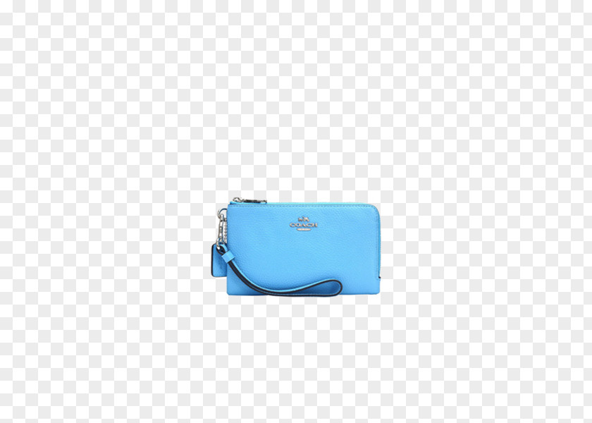 Cowhide Double Zipper Wrist Bag Blue Coin Purse Brand PNG