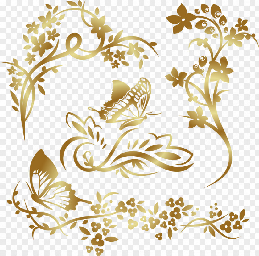 Gold Flowers Ornament Flower PNG