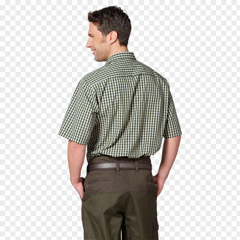 A Short Sleeved Shirt Dress Tartan Shoulder Sleeve Collar PNG