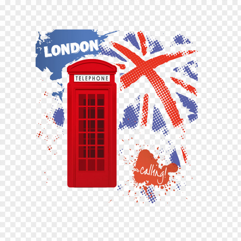 Retro London Street Telephone Booths Illustration PNG