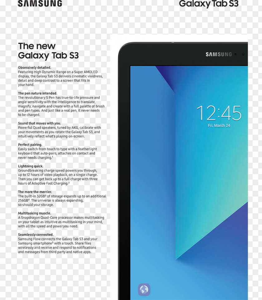 Samsung Galaxy Tab S3 Android U.S. Cellular Telephone PNG