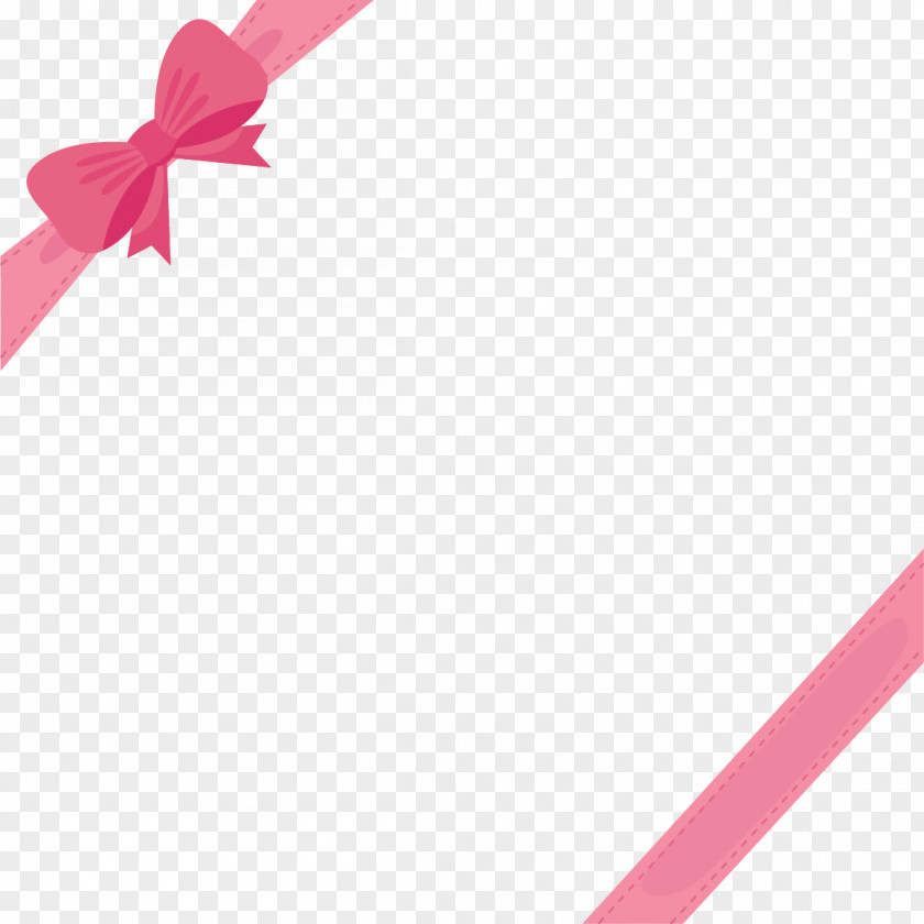 Cute Pink Ribbon Bow Border PNG