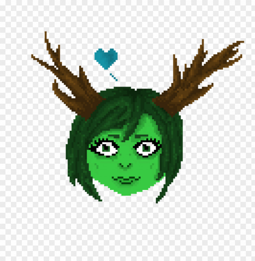 Pixel Art Smiley Reindeer Antler Green Clip PNG