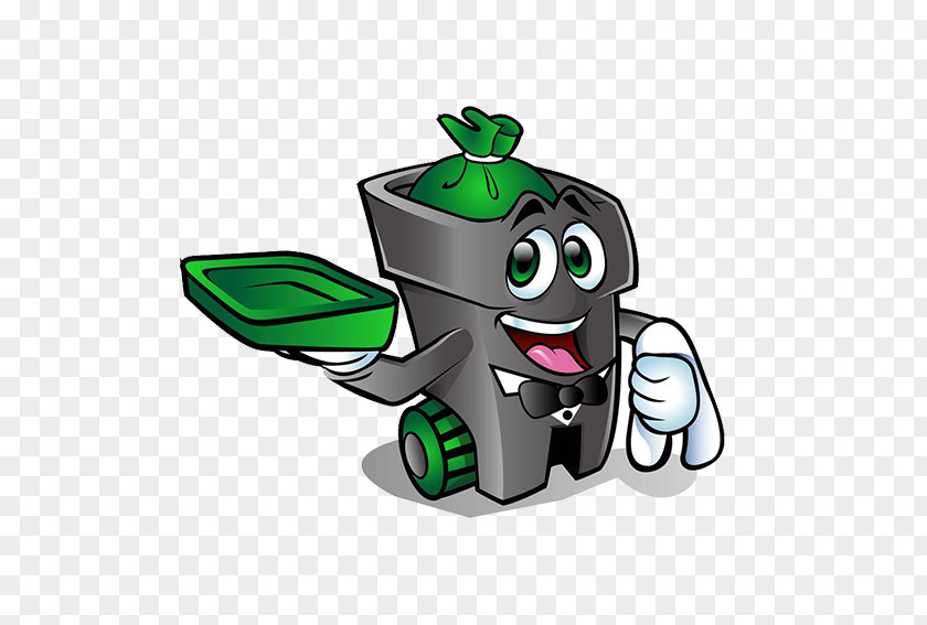 Garbage Robot Waste Container Tin Can Cartoon Illustration PNG