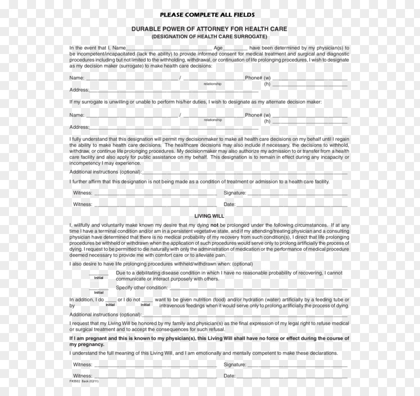 Power Of Attorney Form Florida Template Revocation PNG