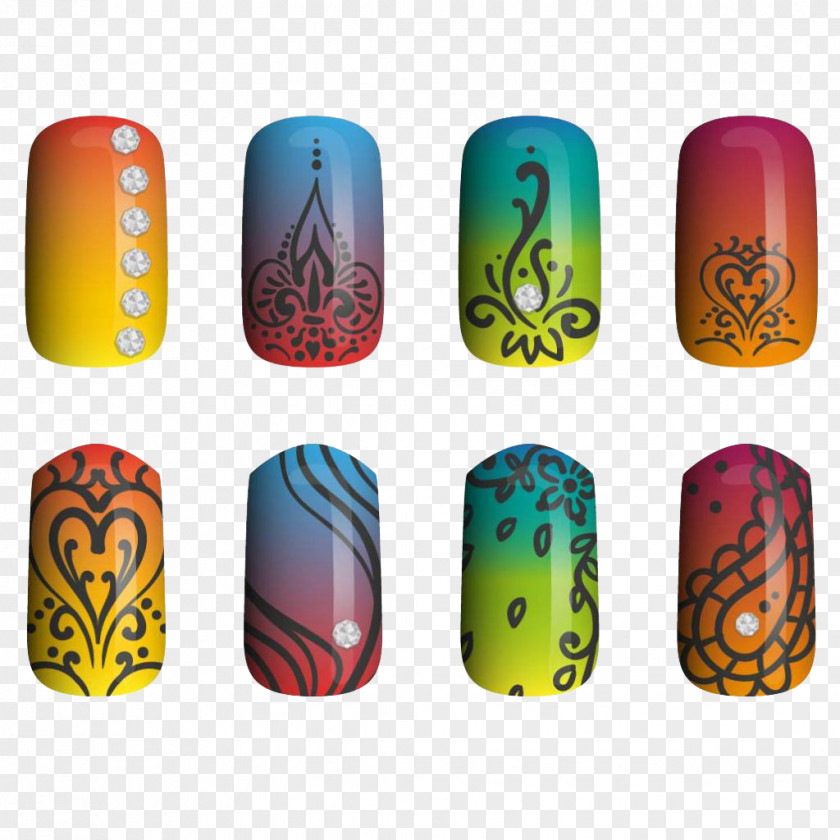 Hand Painted Nail Polish Manicure Art Euclidean Vector PNG