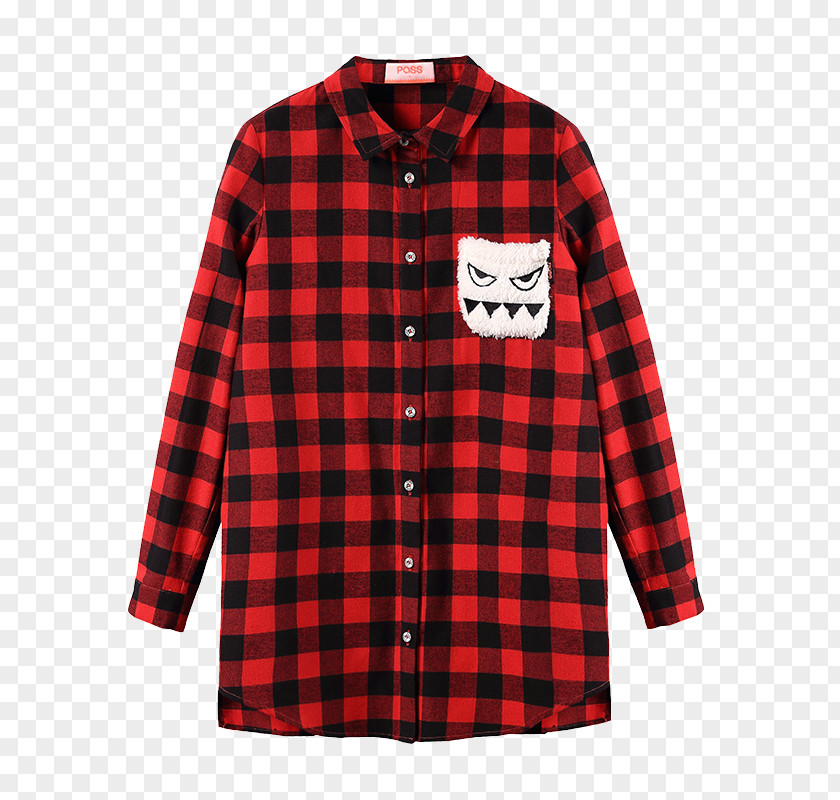 Red Plaid Shirt Hoodie Long-sleeved T-shirt Blouse PNG