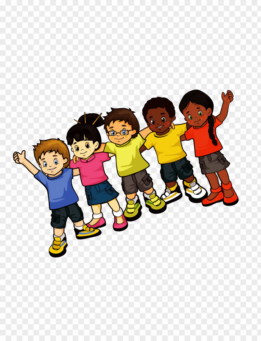 Five Cute Cartoon Kids Child Drawing Illustration PNG